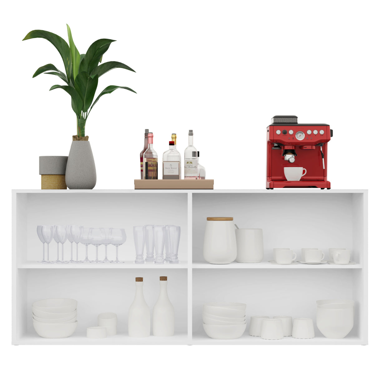 Aparador Veneza Blanco 123x69cm con Cuatro Puertas y Cuatro Compartimientos - BIFES Y ARRIMOS | Bylmo