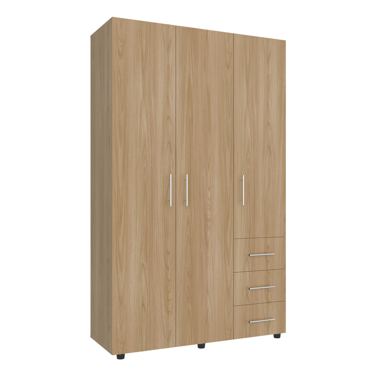 Closet Atenas Fresno Europeo y Blanco 120x200cm con Tres Puertas y con Tres Cajones - CLOSETS | Bylmo