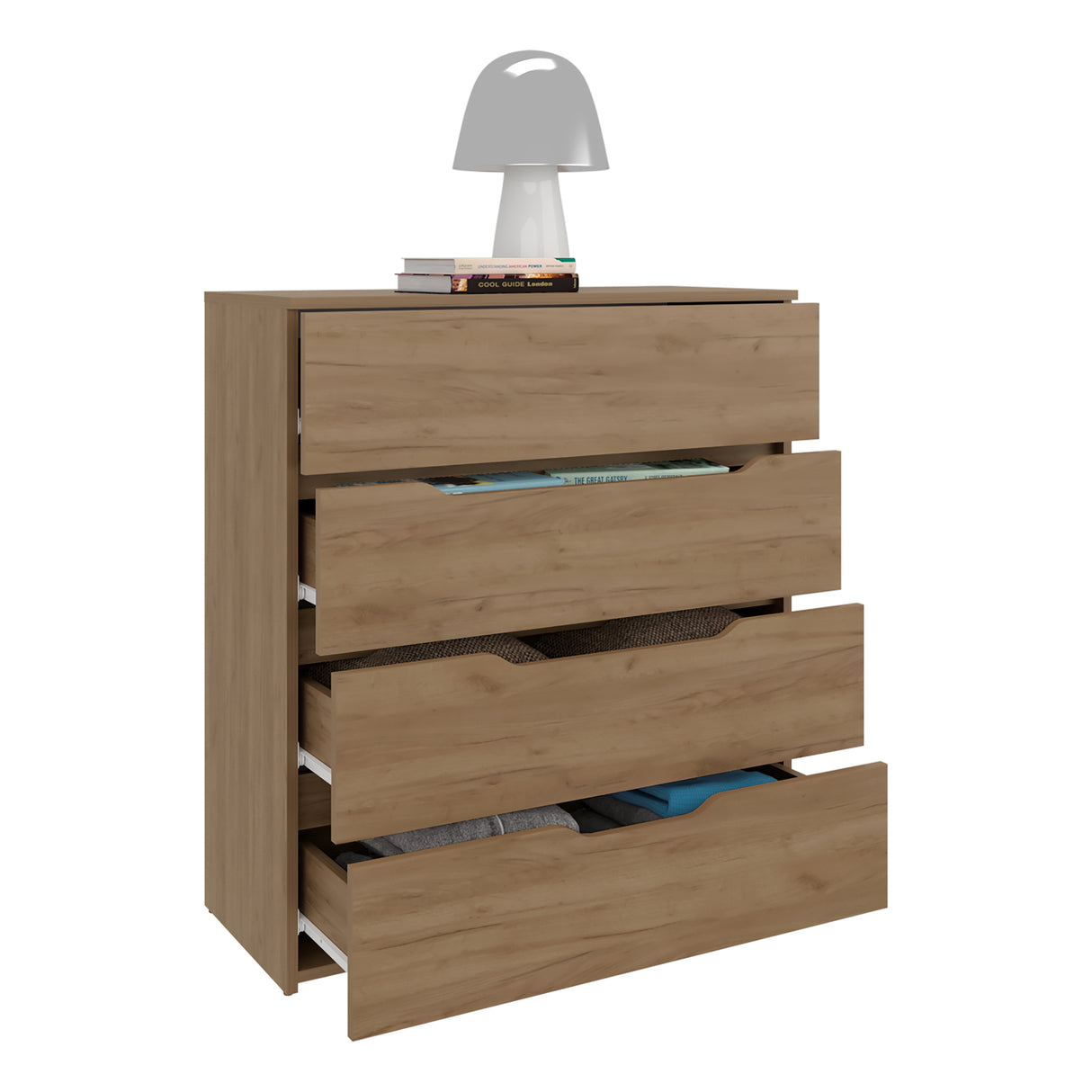 Cajonera Zoe Fresno 80x89.1cm de Cuatro Hileras con Cuatro Cajones - CAJONERAS Y COMODAS | Bylmo