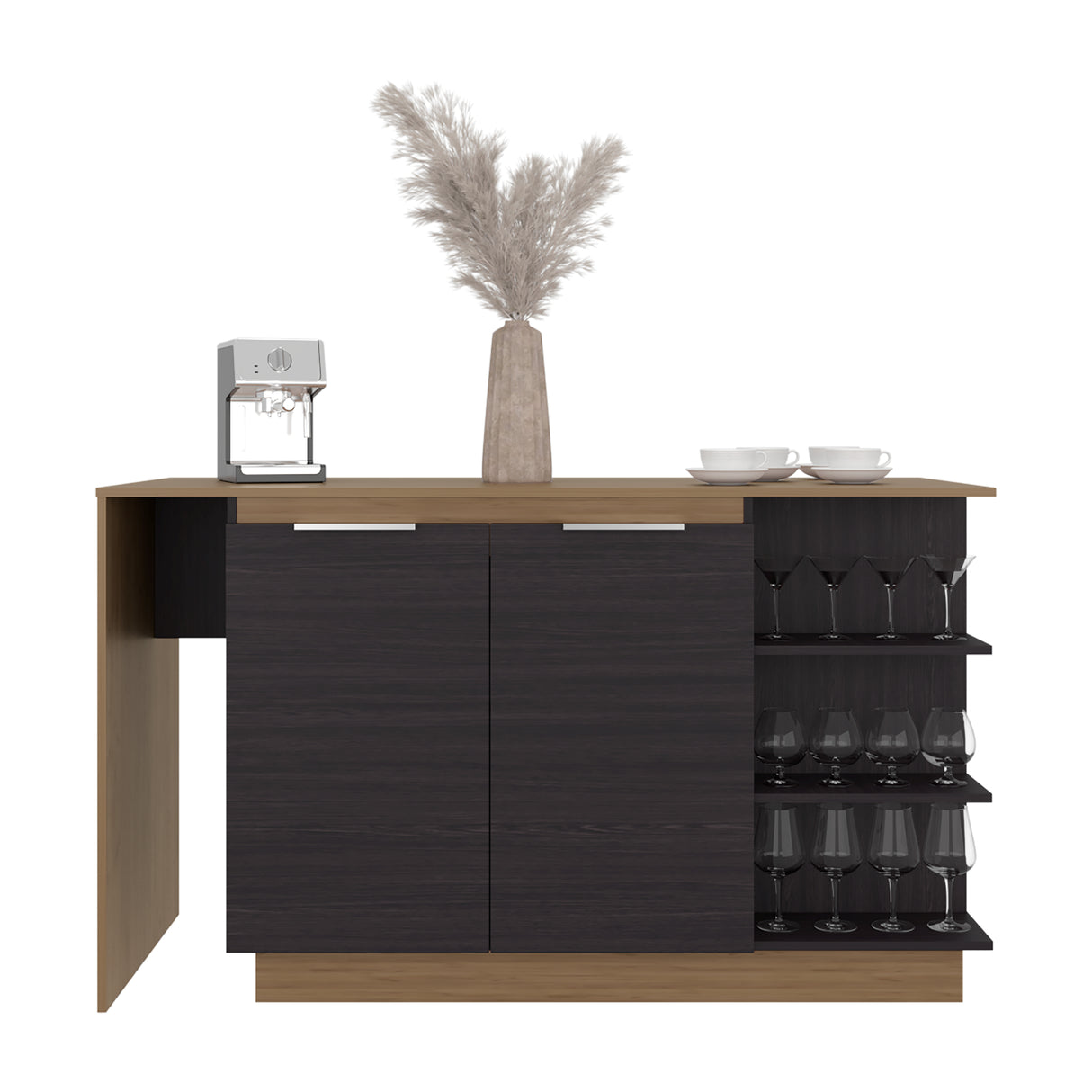 Barra de Cocina Lumina Wengue y Fresno 150x89.2cm con Cuatro Entrepaños - BARRAS Y MUEBLES AUXILIARES | Bylmo