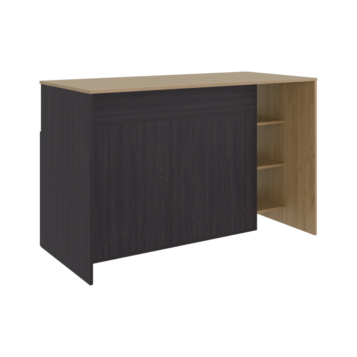 Barra de Cocina Bari Wengue y Fresno 140x90cm con Tres Entrepaños y con Cuatro Compartimientos - BARRAS Y MUEBLES AUXILIARES | Bylmo