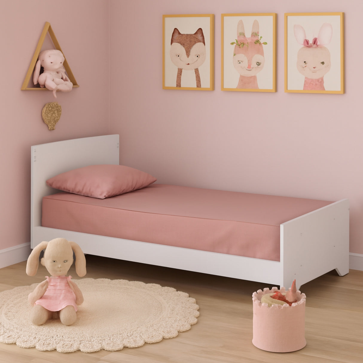 Cuna 3 en 1 Elsa Blanco 133x80cm con Cabecero y con Colchón Infantil - CAMAS | Bylmo
