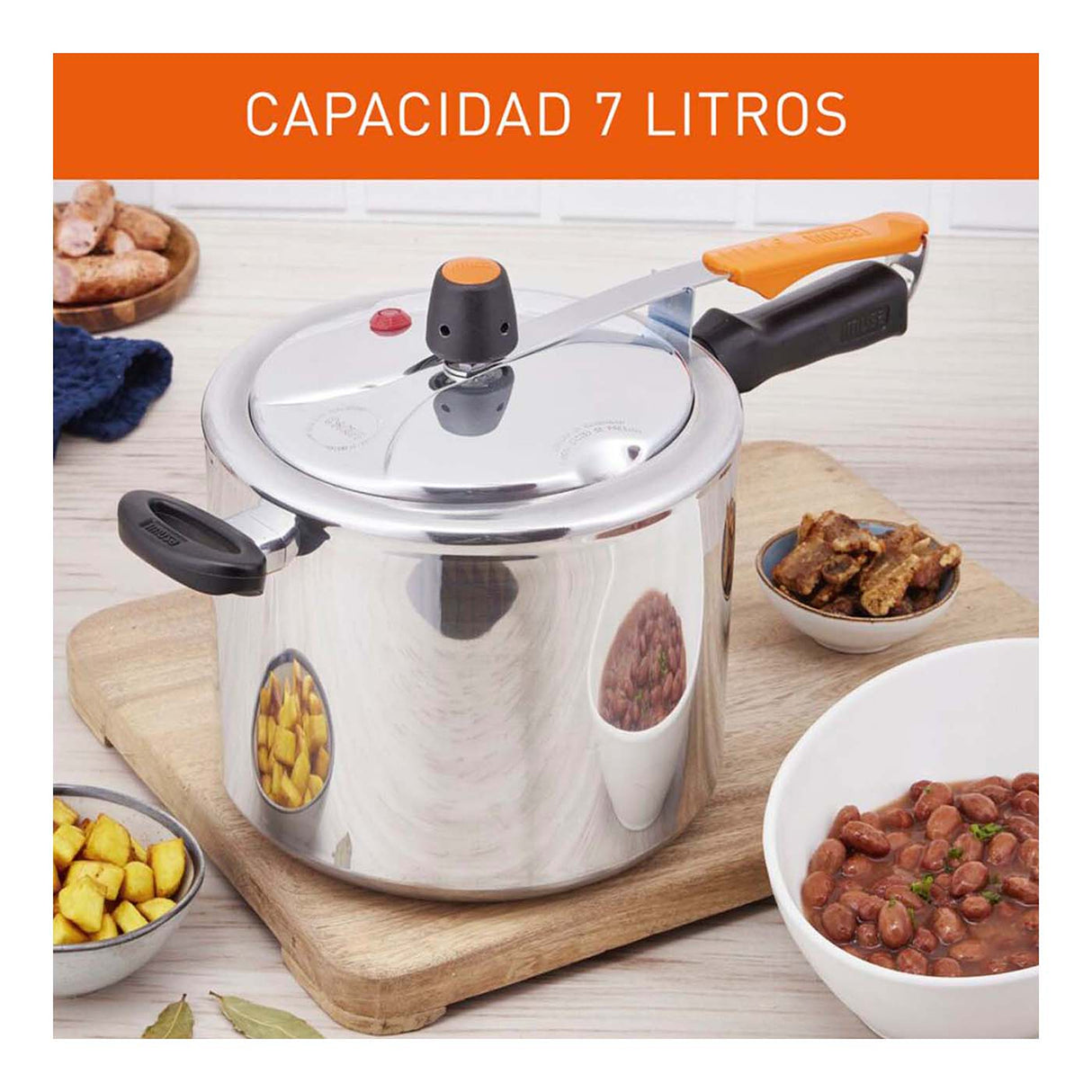 Olla a Presión Imusa SecuryPlus Plateado 23x25.5cm de 7 Litros y Acero Inoxidable - OLLAS Y SARTENES | Bylmo