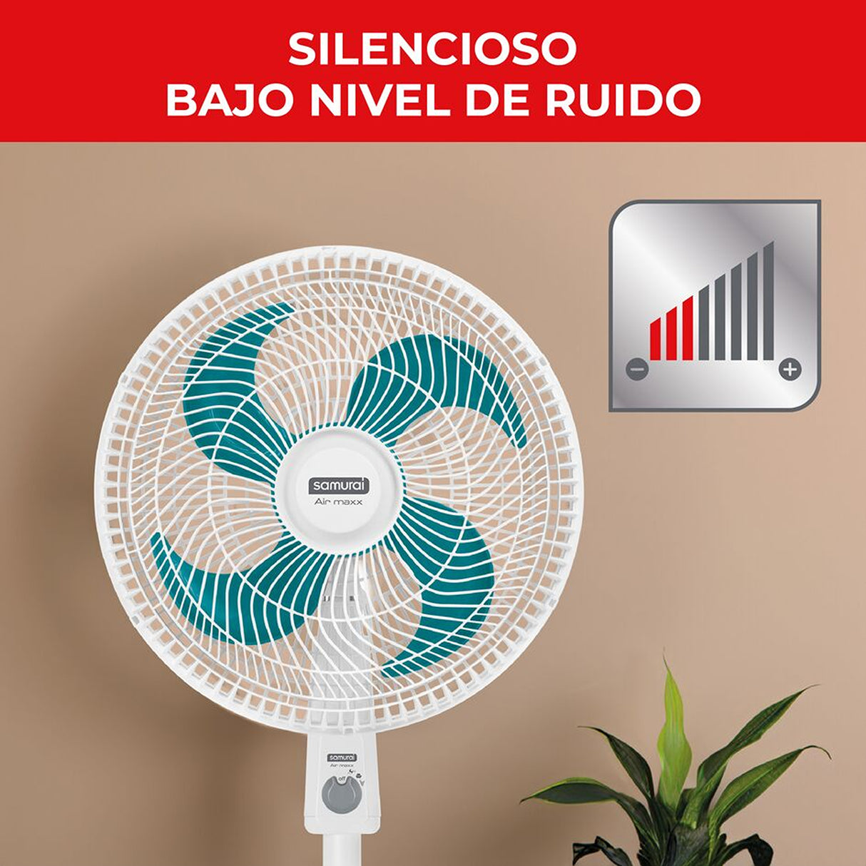 Ventilador de Piso Samurai Air Maxx Blanco 47.4x118cm de 3 Velocidades y con Oscilación - VENTILADORES | Bylmo