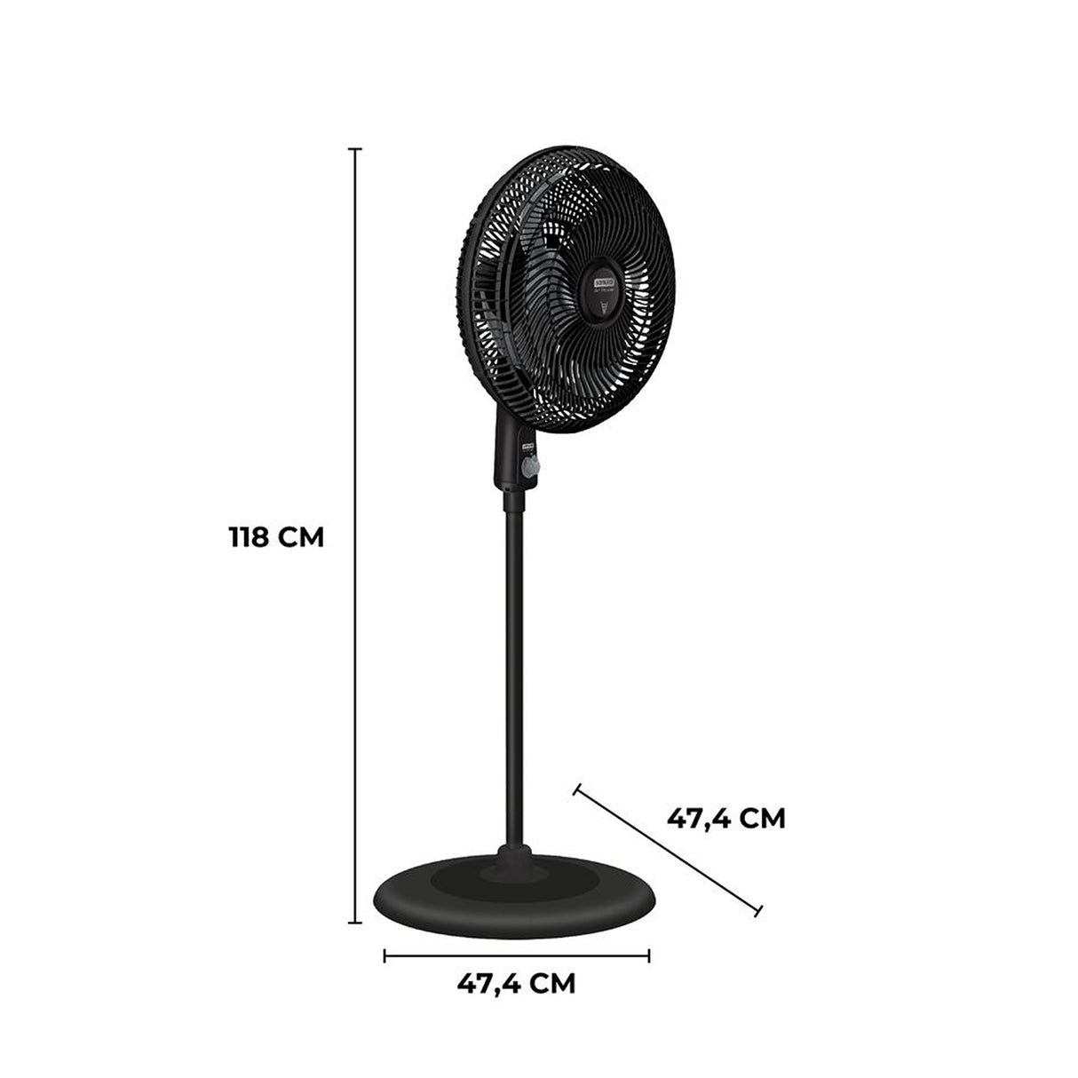 Ventilador de Piso Samurai Air Power Negro 47.4x118cm de 3 Velocidades y con Oscilación - VENTILADORES | Bylmo