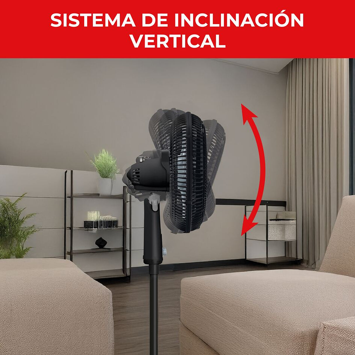 Ventilador de Piso Samurai Air Power Negro 47.4x118cm de 3 Velocidades y con Oscilación - VENTILADORES | Bylmo