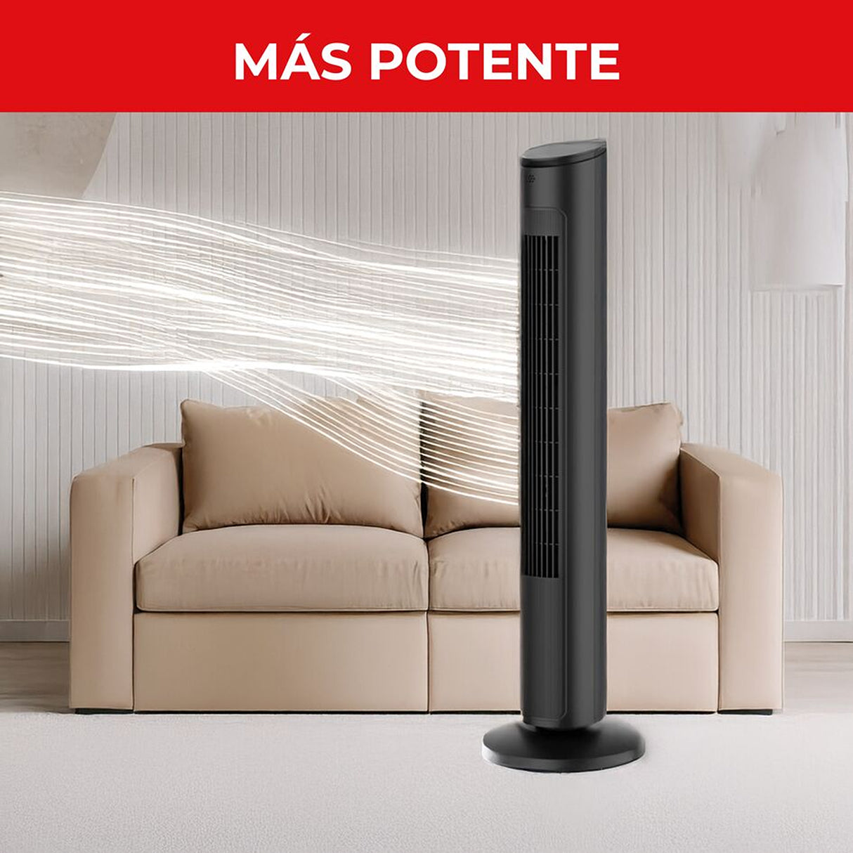 Ventilador de Torre Samurai Eole Negro 30x102.8cm de 3 Velocidades con Control Remoto y con Oscilación - VENTILADORES | Bylmo