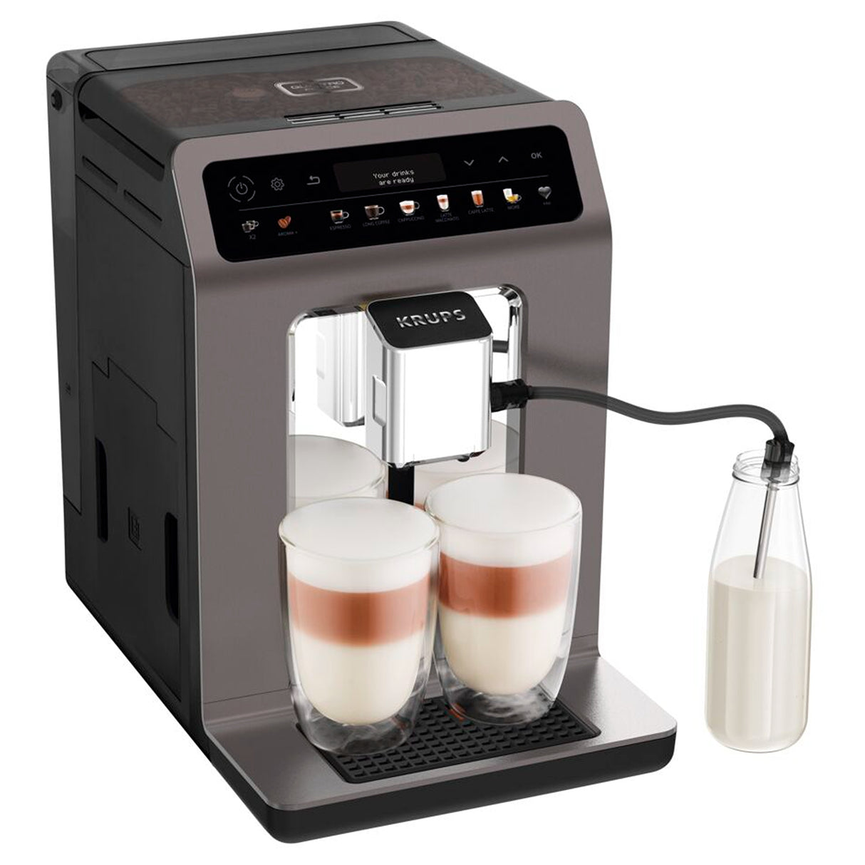 Cafetera Espressería Krups Evidence Gris Oscuro 31x33.6cm con Pantalla Digital - CAFETERAS ELECTRICAS | Bylmo