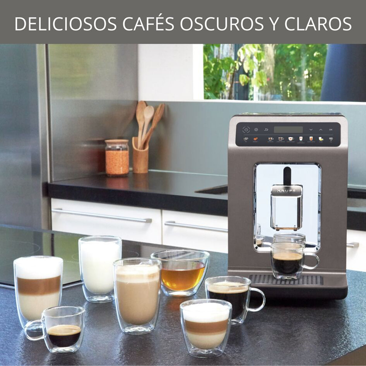 Cafetera Espressería Krups Evidence Gris Oscuro 31x33.6cm con Pantalla Digital - CAFETERAS ELECTRICAS | Bylmo