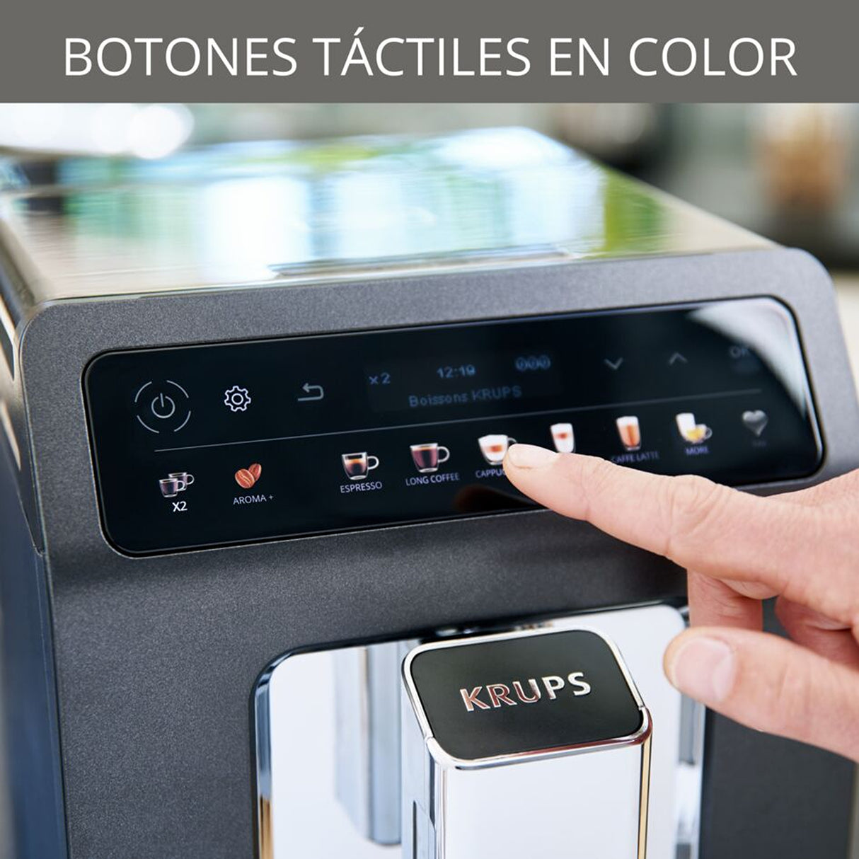 Cafetera Espressería Krups Evidence Gris Oscuro 31x33.6cm con Pantalla Digital - CAFETERAS ELECTRICAS | Bylmo