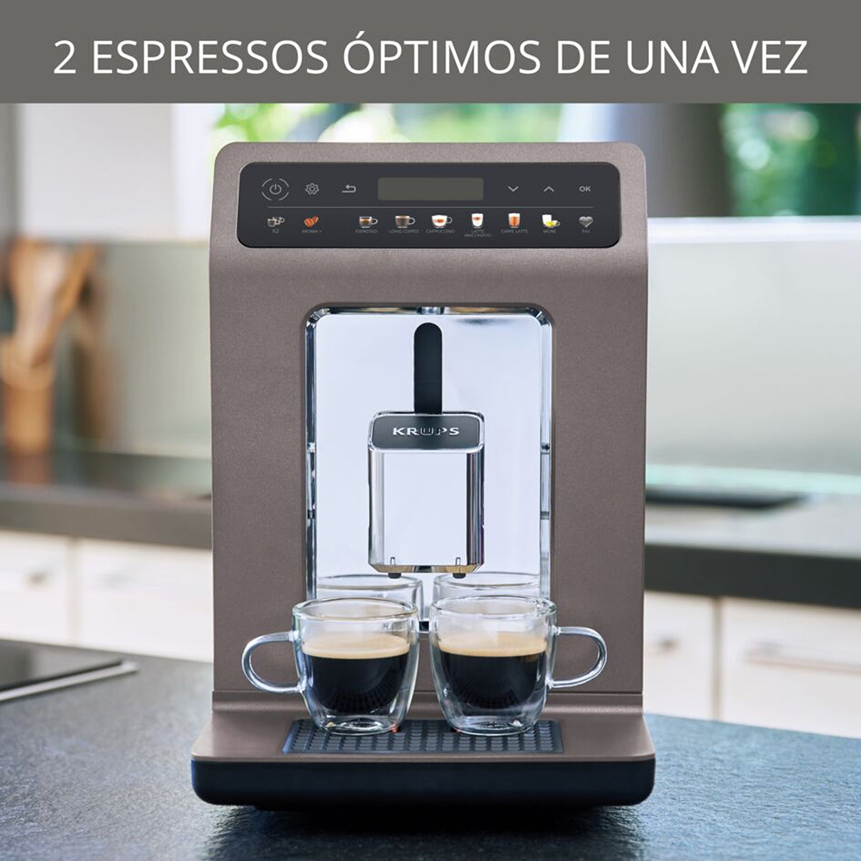 Cafetera Espressería Krups Evidence Gris Oscuro 31x33.6cm con Pantalla Digital - CAFETERAS ELECTRICAS | Bylmo