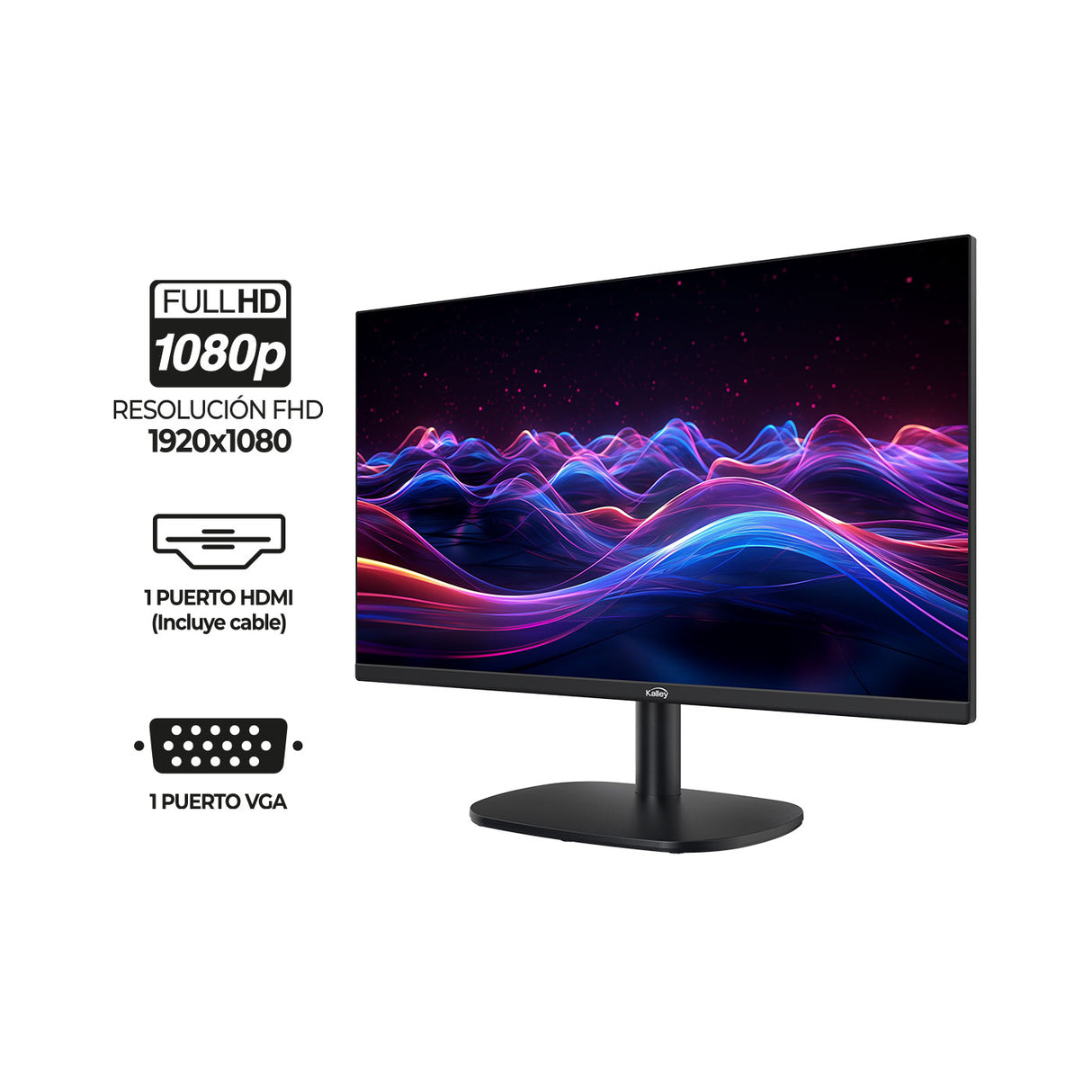 Monitor Gamer Kalley Negro 54x41.4cm Full HD LED de 24" Pulgadas - MONITORES | Bylmo