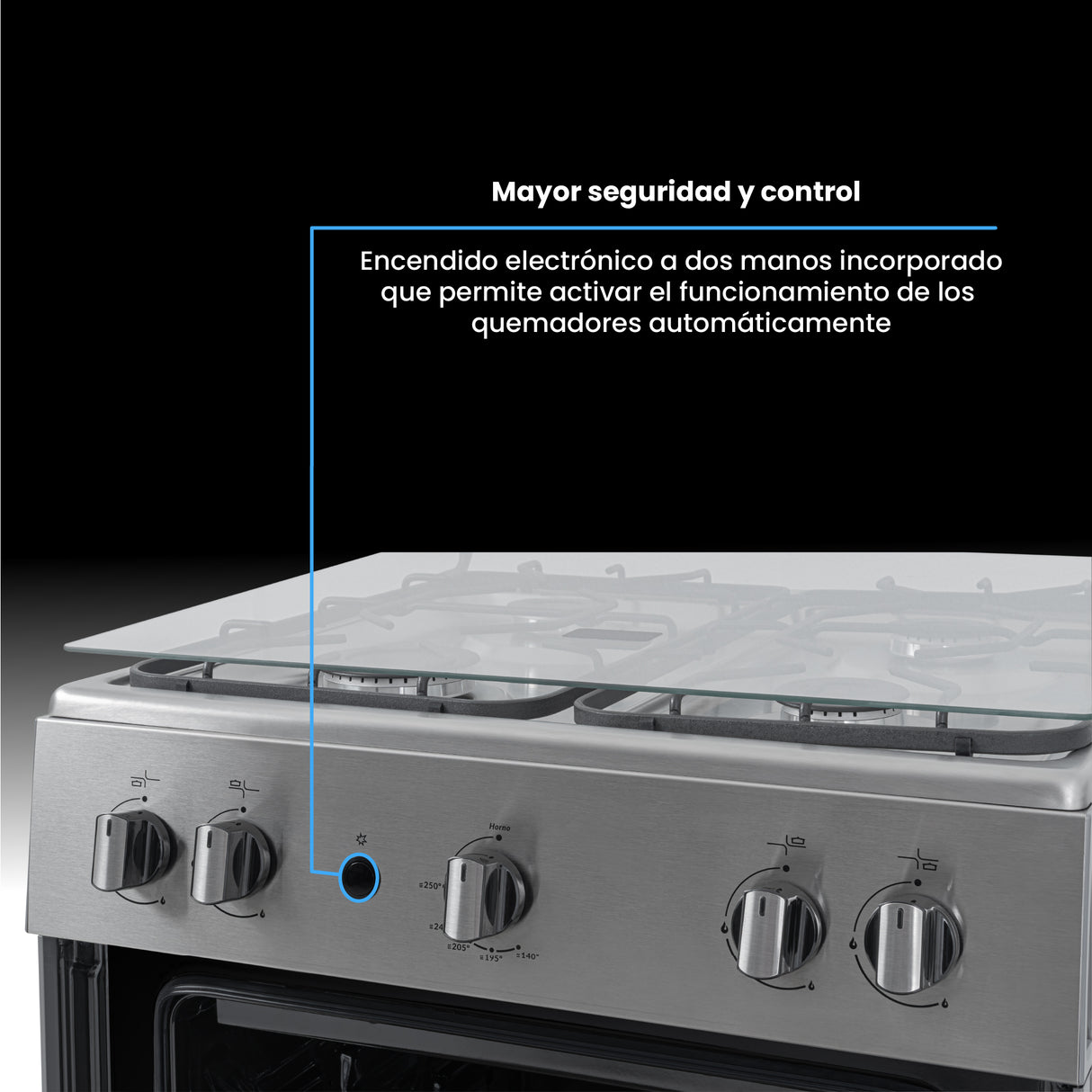 Estufa Challenger Cucina Negro 60x93cm de Gas Propano con Cuatro Quemadores - ESTUFAS | Bylmo