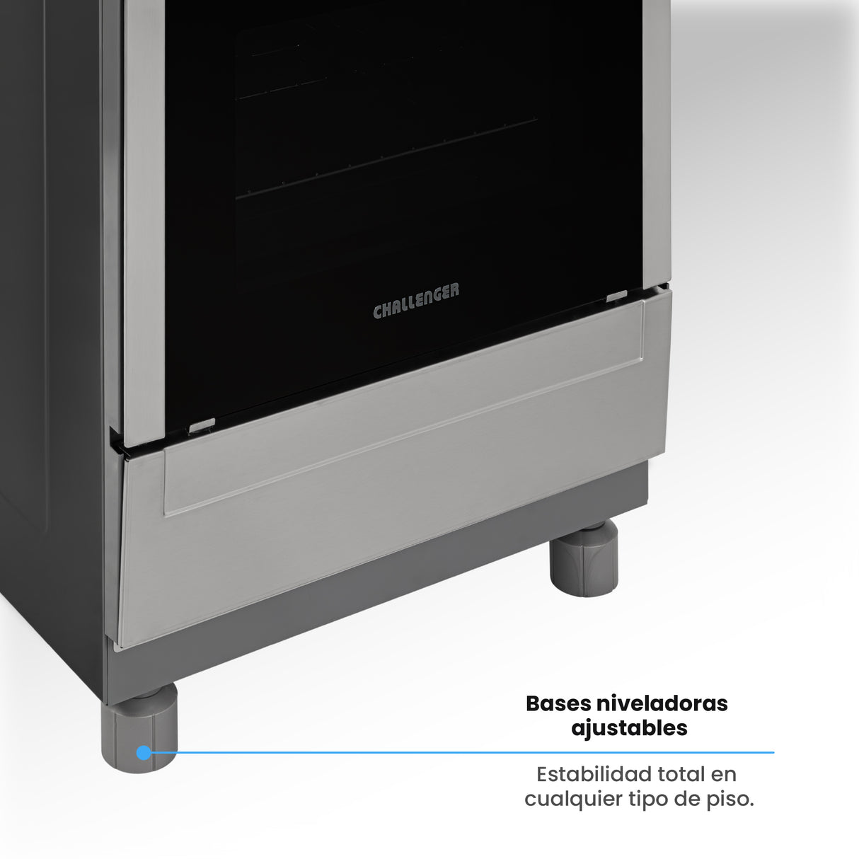 Estufa Challenger Cucina Gris 60x93cm de Gas Natural con Cuatro Quemadores con Pantalla Digital y con Temporizador - ESTUFAS | Bylmo