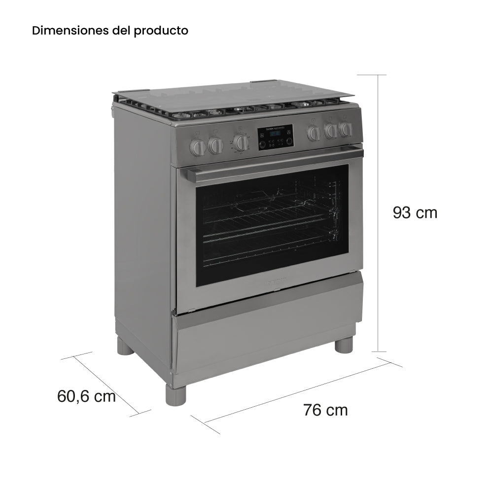 Estufa Challenger Cucina Gris 76x93cm de Gas Propano con Cinco Quemadores y con Temporizador - ESTUFAS | Bylmo