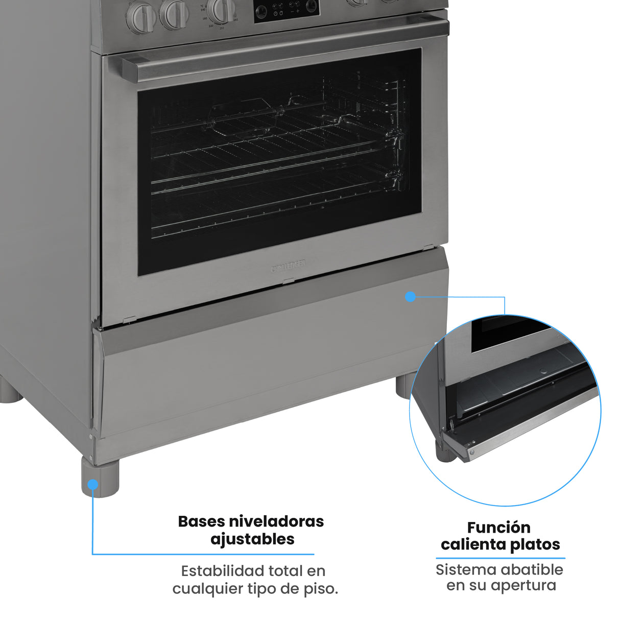 Estufa Challenger Cucina Gris 76x93cm de Gas Propano con Cinco Quemadores y con Temporizador - ESTUFAS | Bylmo