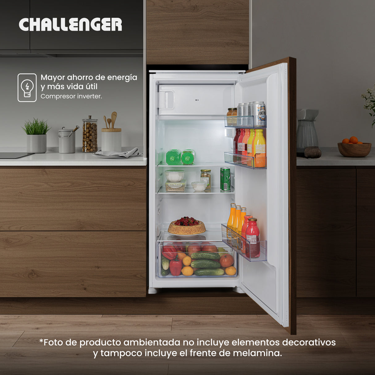 Nevera de Empotrar Challenger Blanco 54x123.2cm de 185 Litros con Congelador - NEVERAS | Bylmo