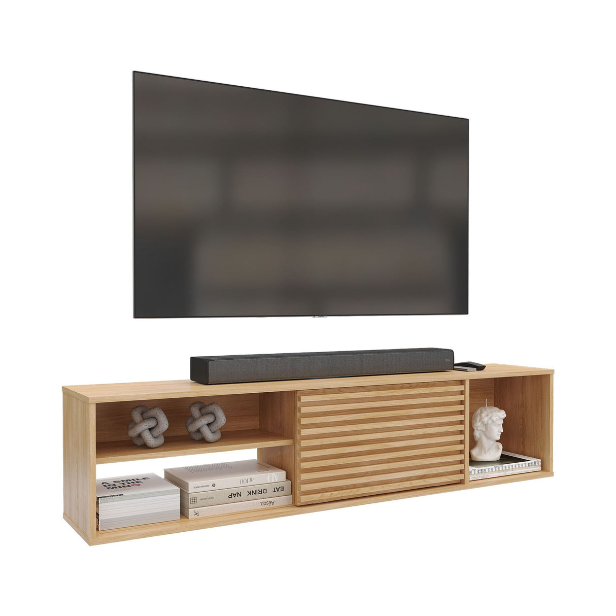 Mesa para TV Flotante Nori Panela 160x37cm para TV Hasta 65" Pulgadas con Un Compartimiento - MUEBLES DE TV | Bylmo