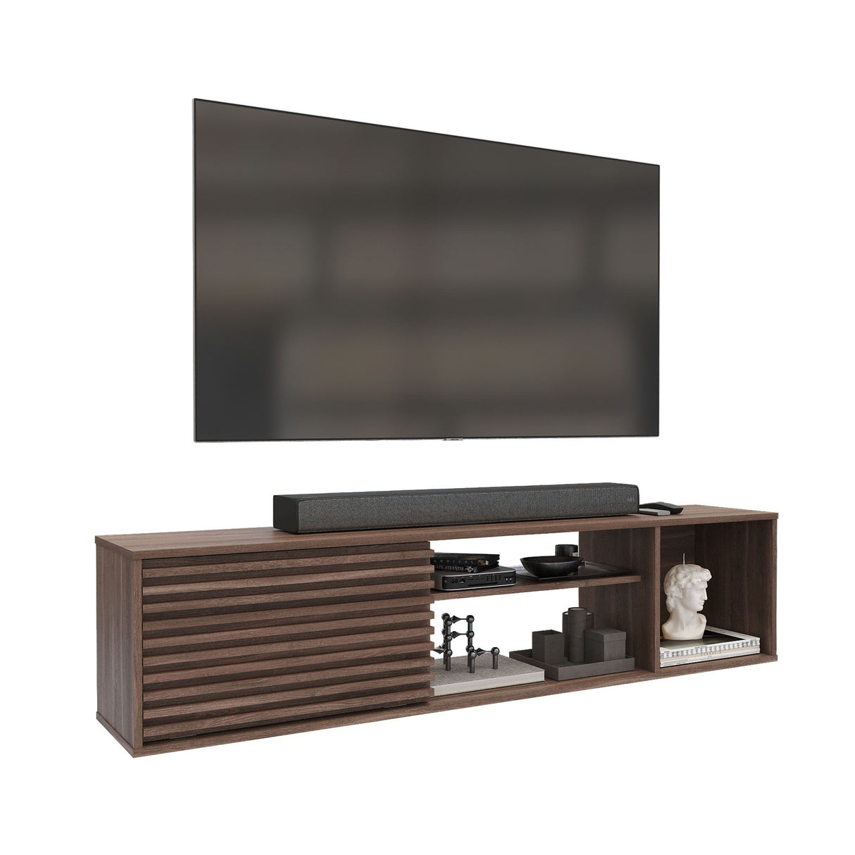 Mesa para TV Flotante Nori Milan 160x37cm para TV Hasta 65" Pulgadas con Un Compartimiento - MUEBLES DE TV | Bylmo
