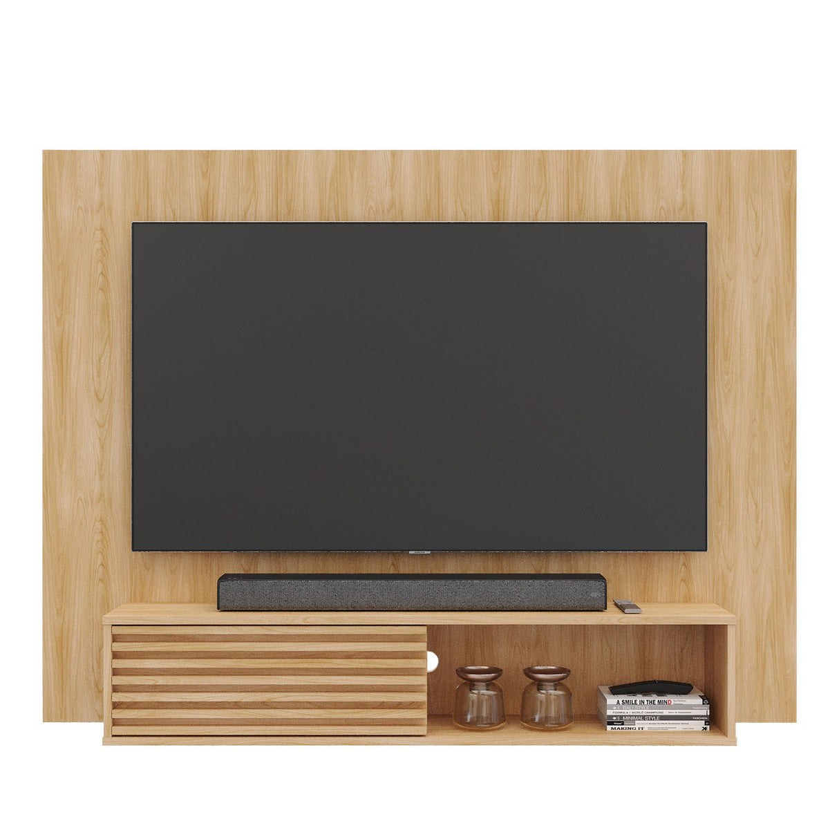 Panel de TV Nori Panela 155x118cm para TV Hasta 65" Pulgadas con Un Compartimiento - MUEBLES DE TV | Bylmo