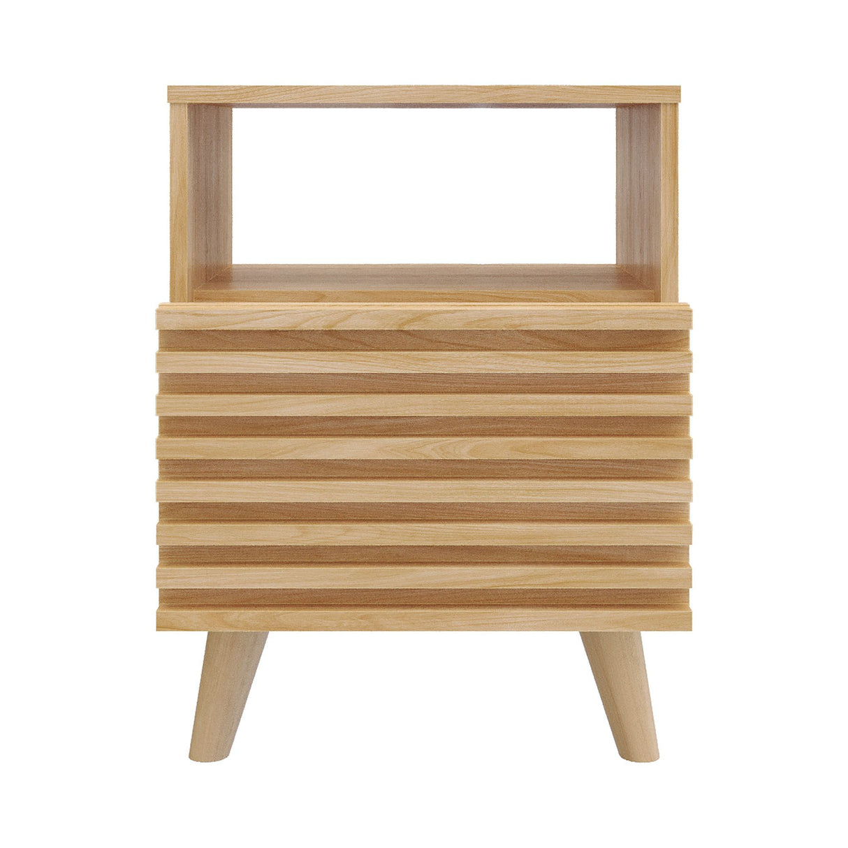 Mesa de Noche Nori Miel 45x63cm con Un Cajón Un Compartimiento y con Patas - MESAS DE NOCHE | Bylmo