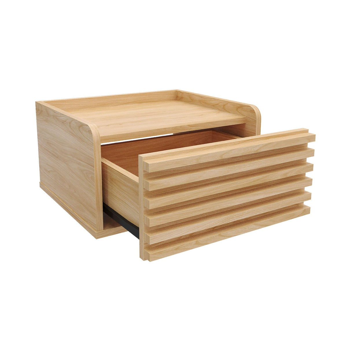 Mesa de Noche Flotante Nori Miel 43x23cm con Un Cajón y Un Compartimiento - MESAS DE NOCHE | Bylmo