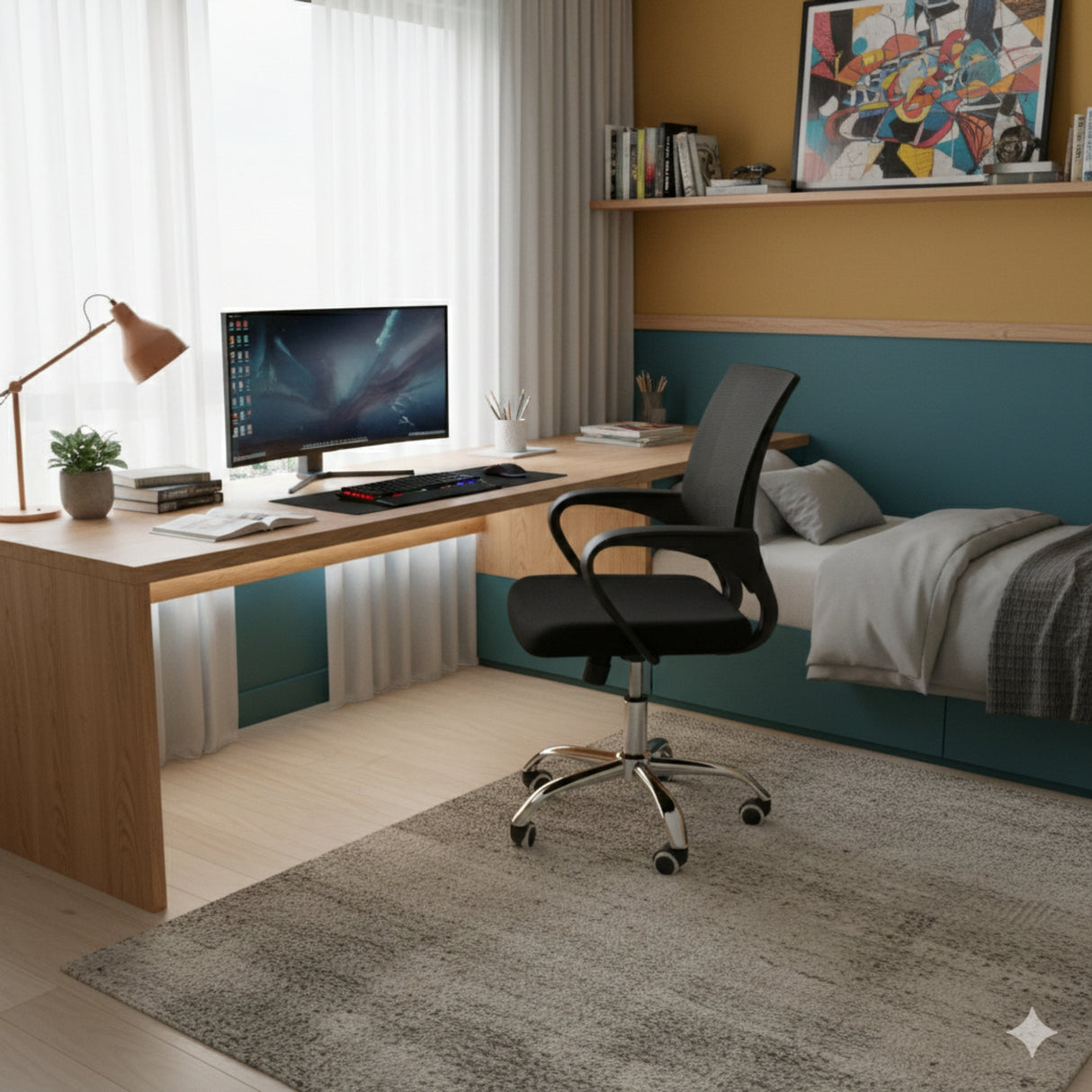 Silla de Oficina Libertad Negro 49x98cm Giratoria con Espaldar - SILLAS DE OFICINA | Bylmo