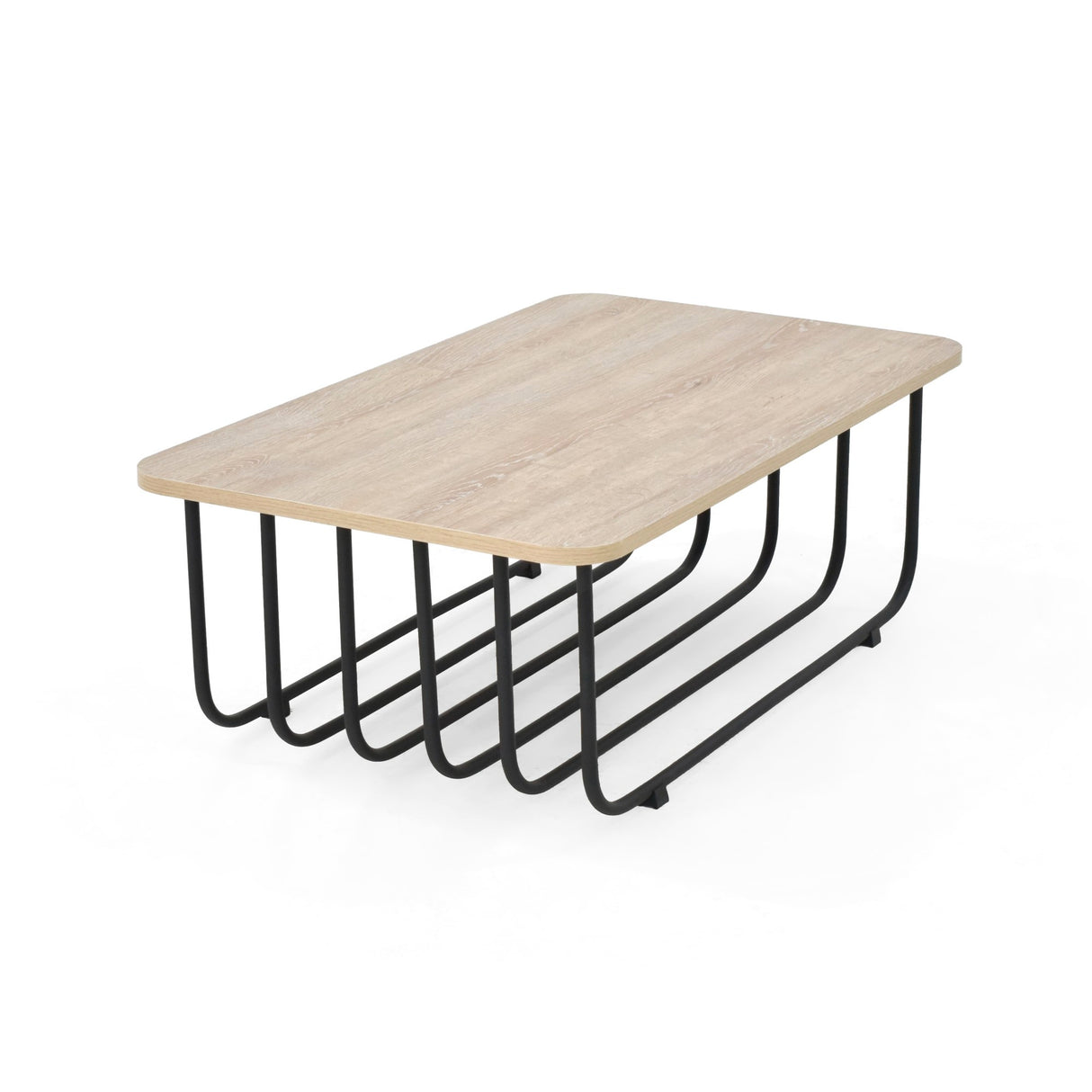 Mesa de Centro Lema Oasis y Negro Metálico 80x28cm Rectangular con Patas Metálicas Continuas - MESAS DE CENTRO | Bylmo
