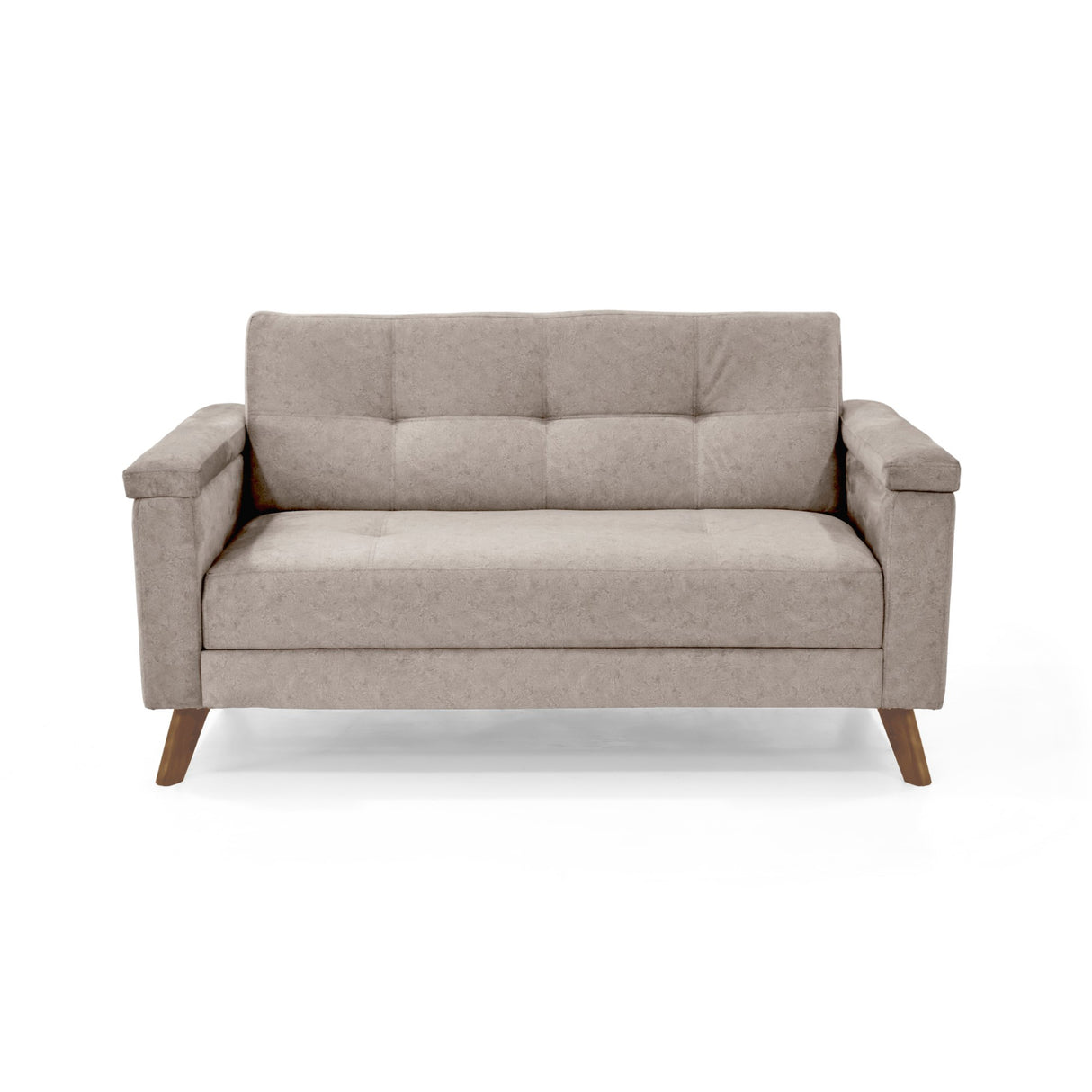Sofá Carter Taupe y Matiz Caoba 150x84cm de Dos Puestos y con Apoya Brazos - SOFAS Y POLTRONAS | Bylmo