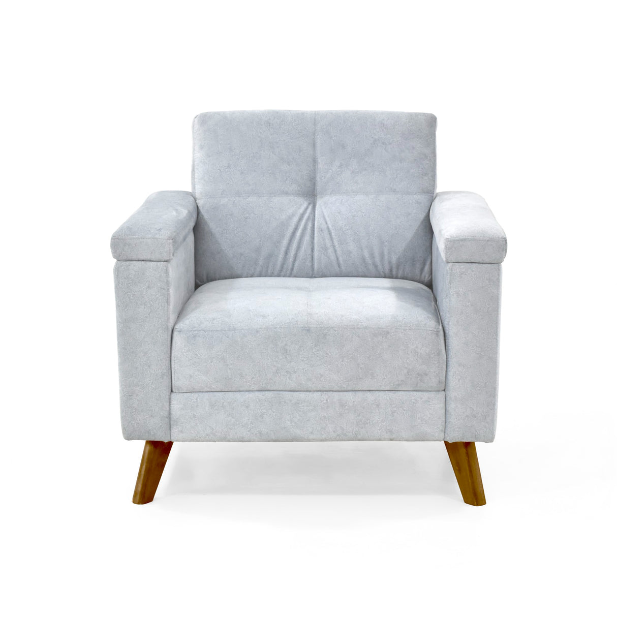 Poltrona Carter Plata y Matiz Caoba 84x84cm de Un Puestos y con Apoya Brazos - SOFAS Y POLTRONAS | Bylmo