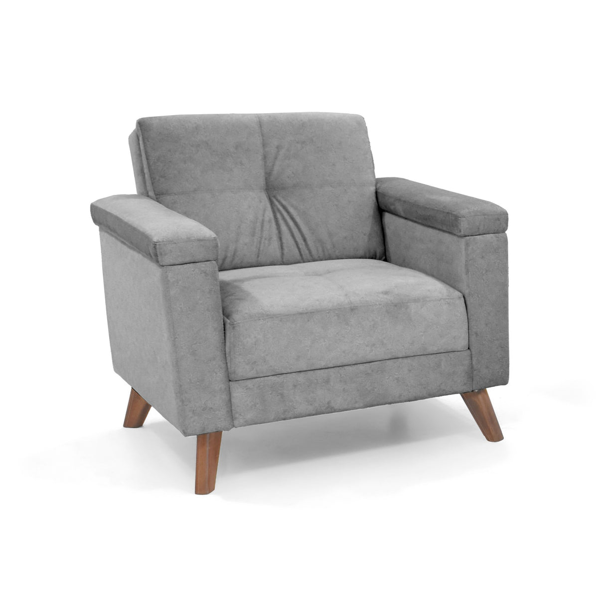 Poltrona Carter Gris y Matiz Caoba 84x84cm de Un Puestos y con Apoya Brazos - SOFAS Y POLTRONAS | Bylmo
