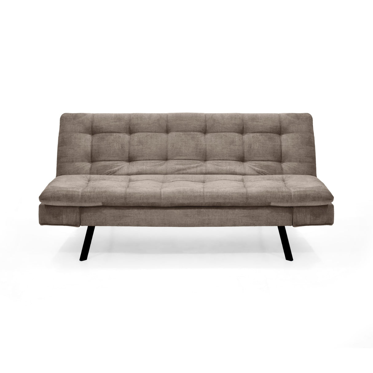 Sofá Cama Milan Taupe y Negro Metálico 176x78cm de Tres Puestos y Sin Apoya Brazos - SOFAS Y POLTRONAS | Bylmo