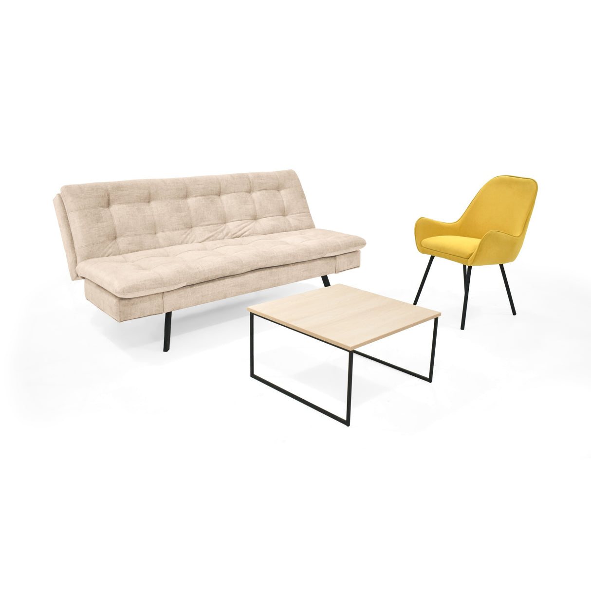 Sala Milan Beige y Mostaza 176x78cm de Cuatro Puestos y Sin Apoya Brazos - SOFAS Y POLTRONAS | Bylmo