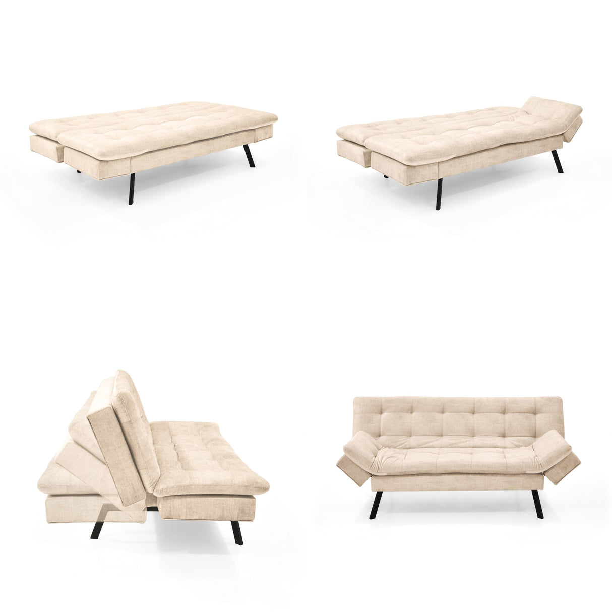 Sala Milan Beige y Mostaza 176x78cm de Cuatro Puestos y Sin Apoya Brazos - SOFAS Y POLTRONAS | Bylmo