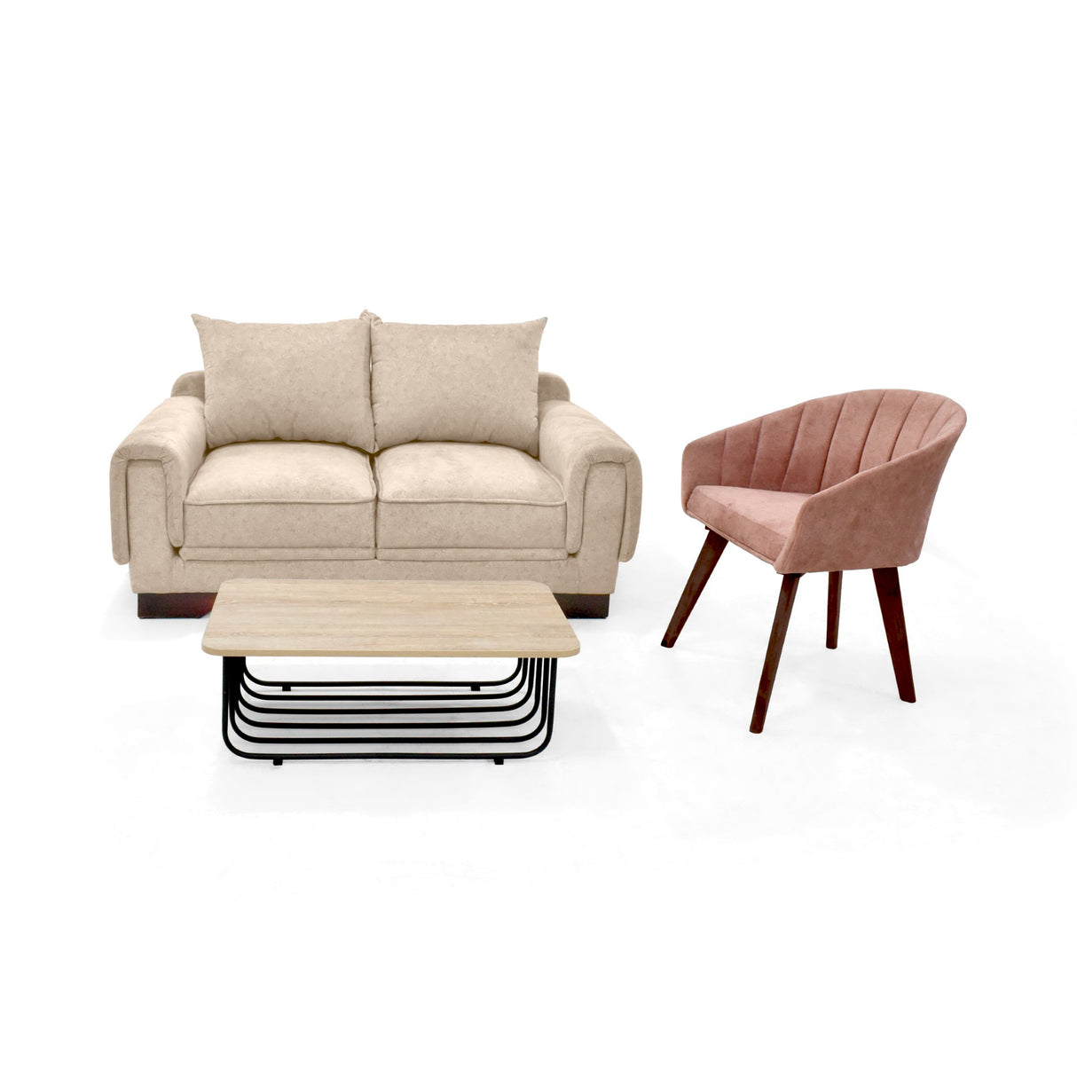 Sala Daytona Beige y Salmón 150x80cm de Tres Puestos y con Apoya Brazos - SOFAS Y POLTRONAS | Bylmo