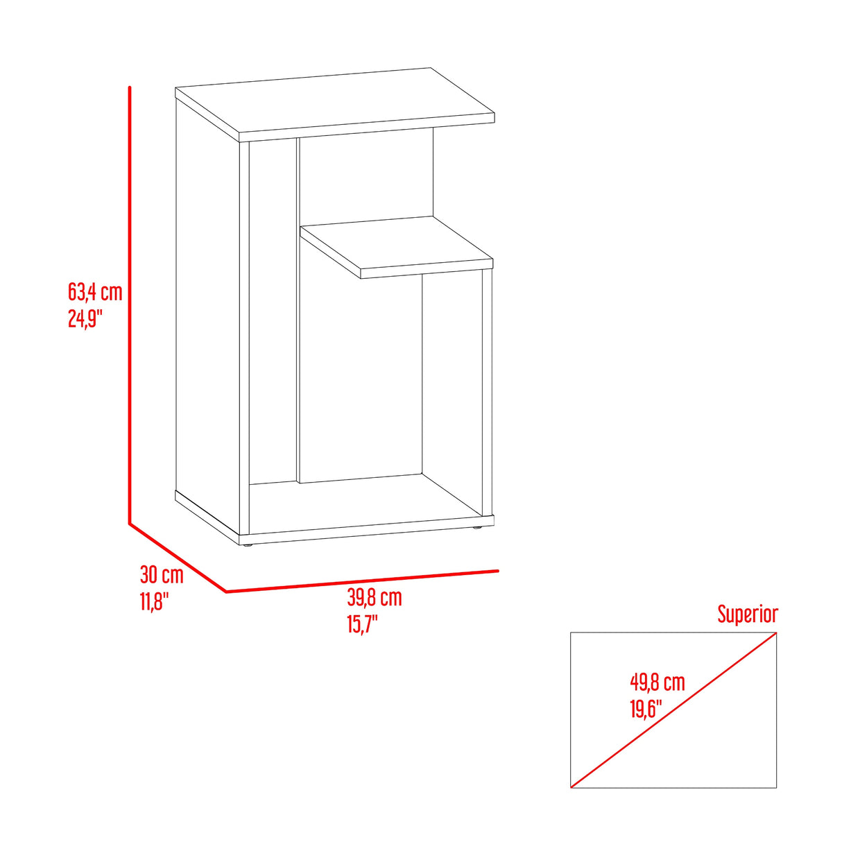Mesa Auxiliar Everett Fresno Europeo 39.8x63.4cm Rectangular - MESAS AUXILIARES | Bylmo