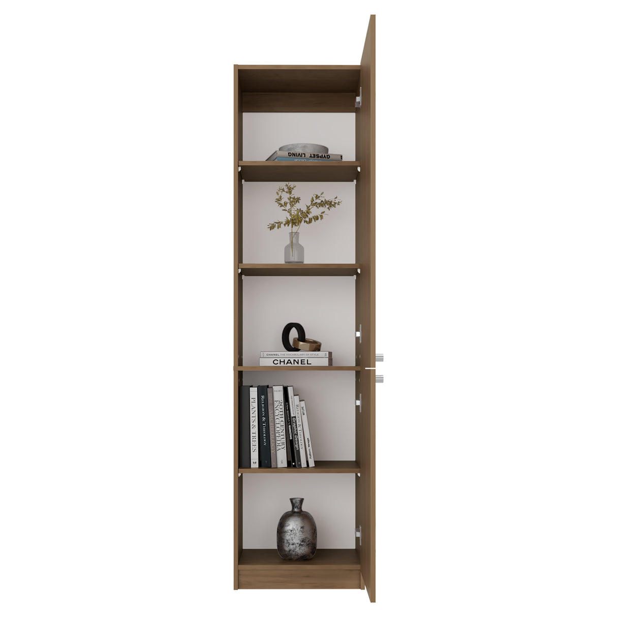 Estantería Home Fresno y Blanco 45x180.6cm Rectangular con Tres Entrepaños y Dos Puertas - BIBLIOTECAS Y ESTANTERIAS | Bylmo