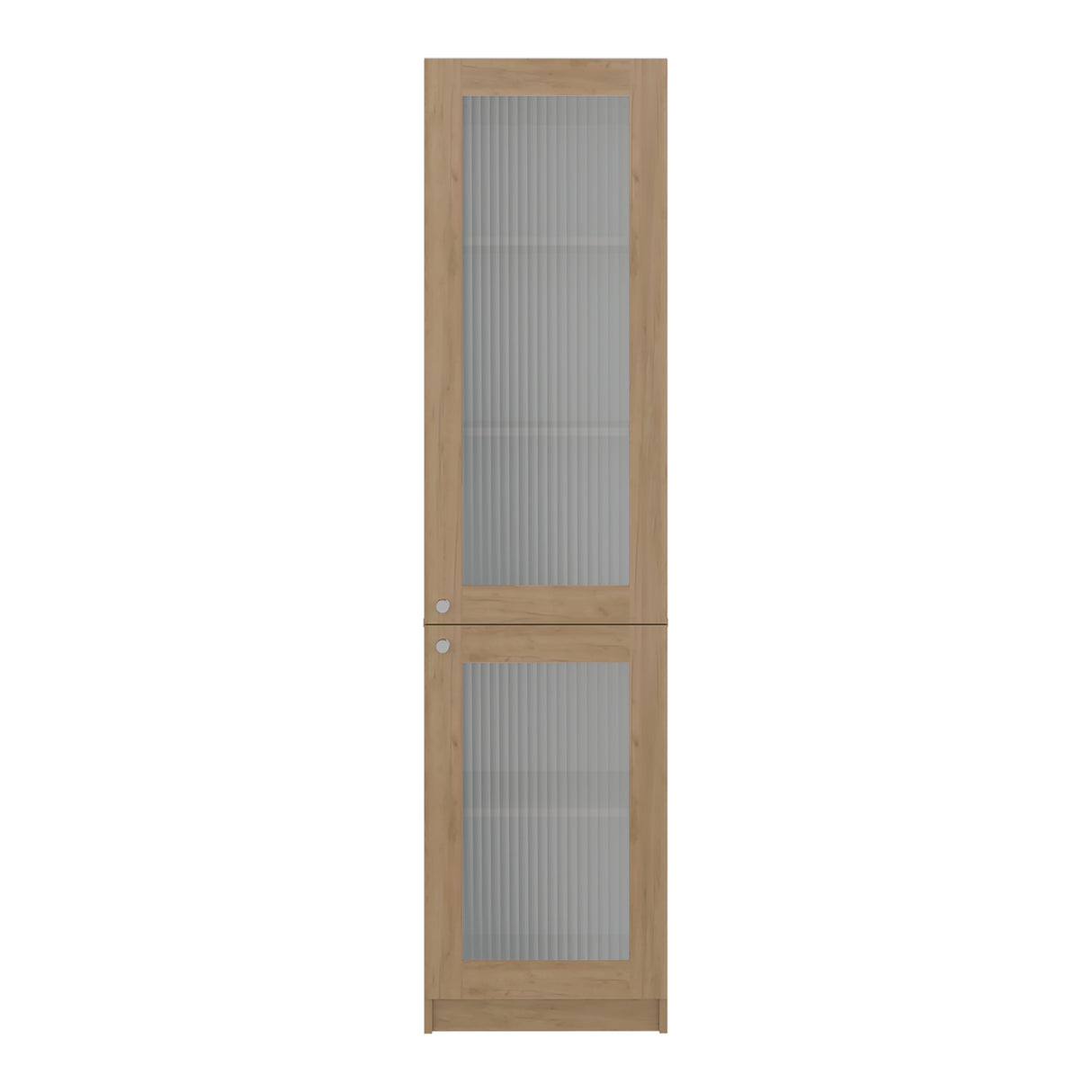 Estantería Home Fresno y Blanco 45x180.6cm Rectangular con Tres Entrepaños y Dos Puertas con Vidrio - BIBLIOTECAS Y ESTANTERIAS | Bylmo