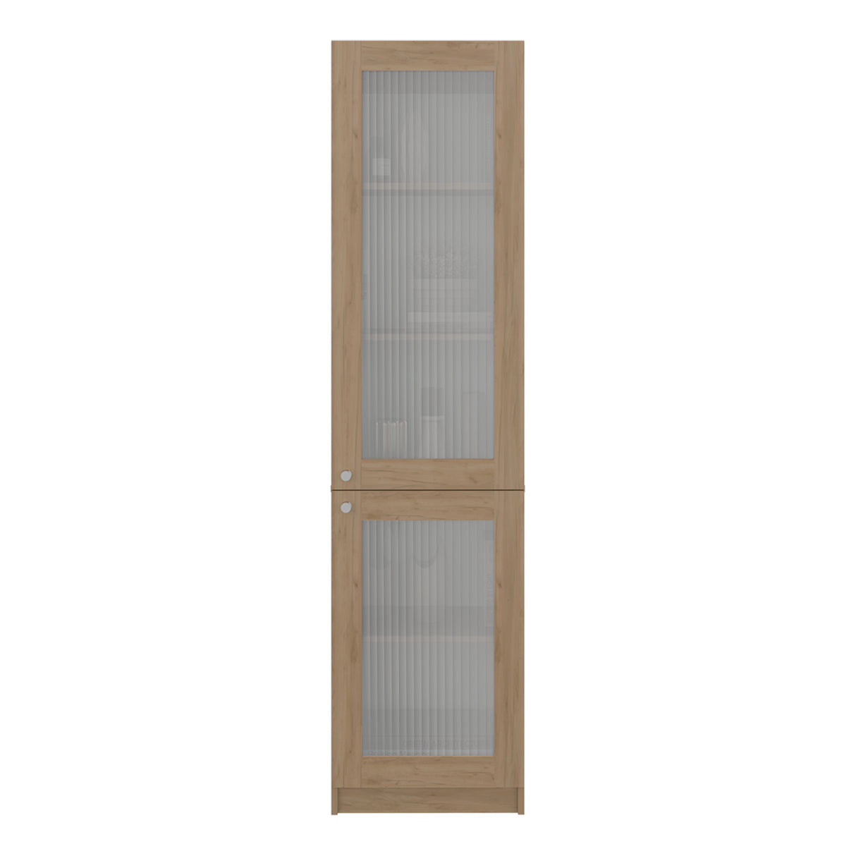 Estantería Home Fresno y Blanco 45x180.6cm Rectangular con Tres Entrepaños y Dos Puertas con Vidrio - BIBLIOTECAS Y ESTANTERIAS | Bylmo