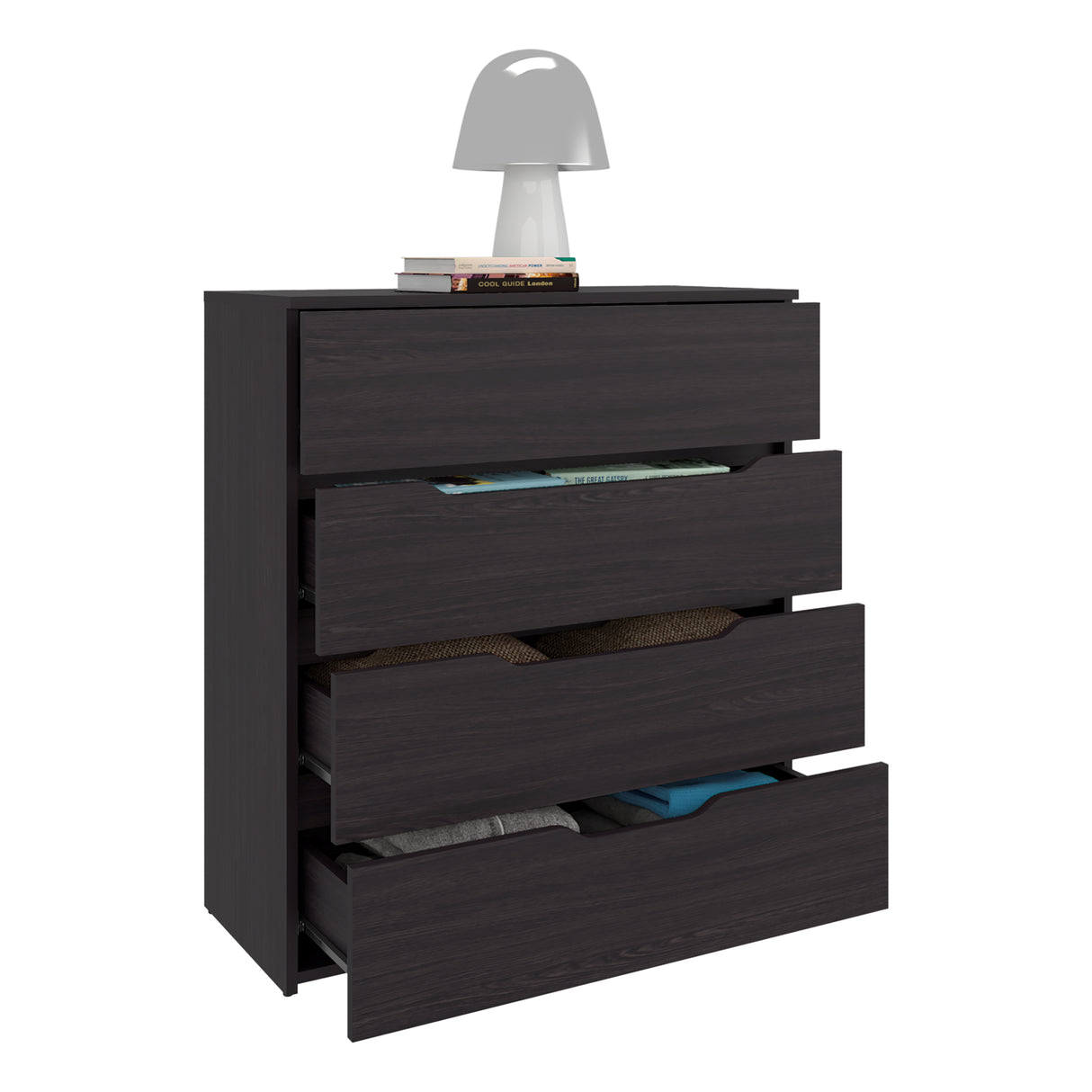 Cajonera Zoe Wengue 80x89.1cm de Cuatro Hileras con Cuatro Cajones - CAJONERAS Y COMODAS | Bylmo