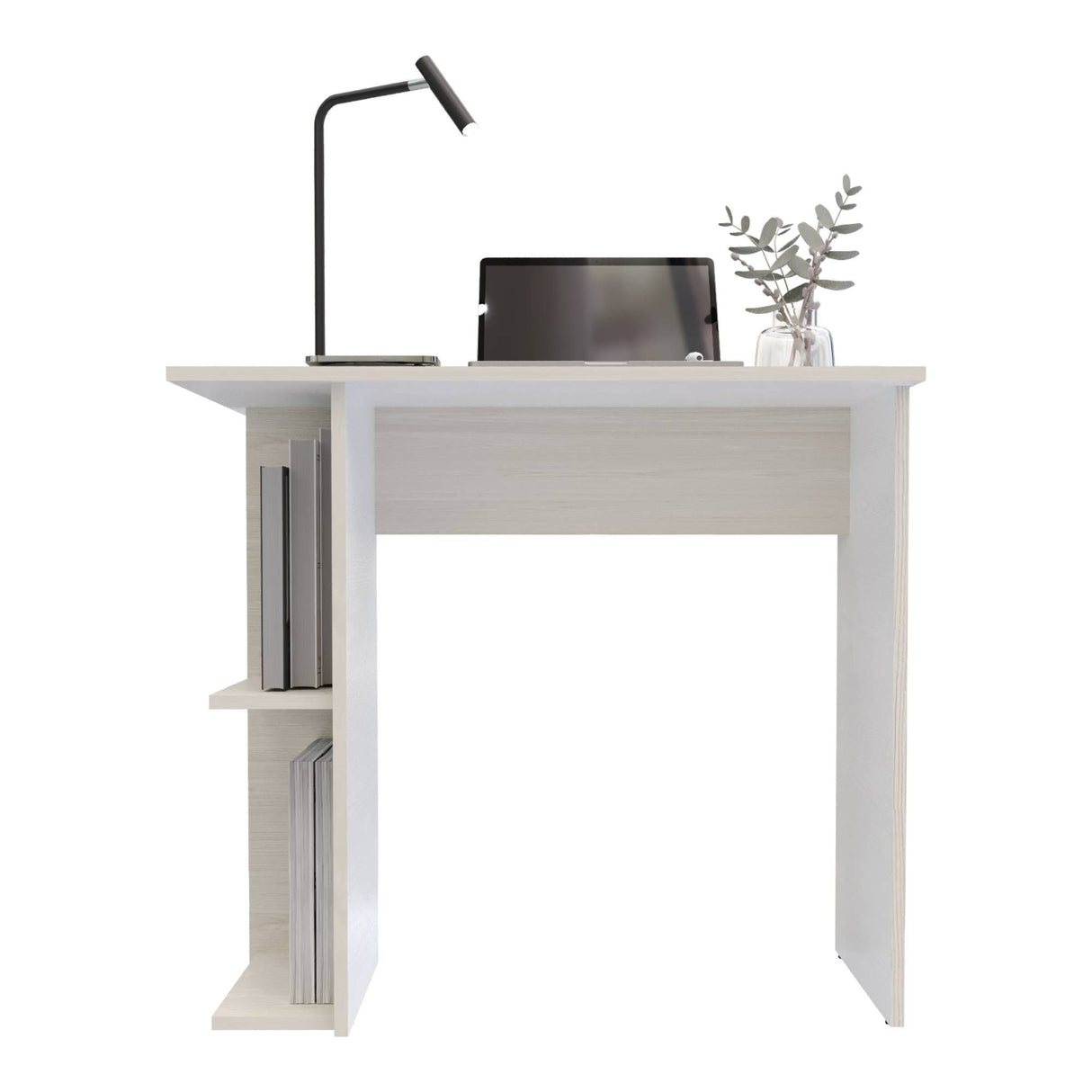 Escritorio Petra Niebla y Blanco 80x72cm con Organizador de Libros - ESCRITORIOS | Bylmo