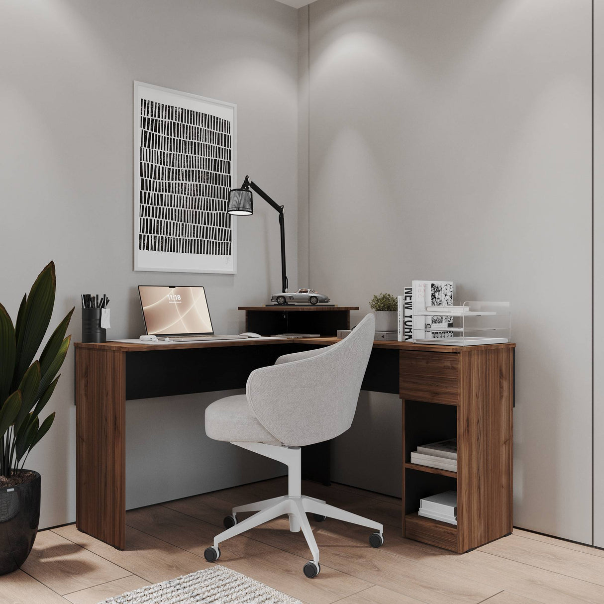 Escritorio Tiny Gales y Wengue 121x86cm con Un Cajón - ESCRITORIOS | Bylmo