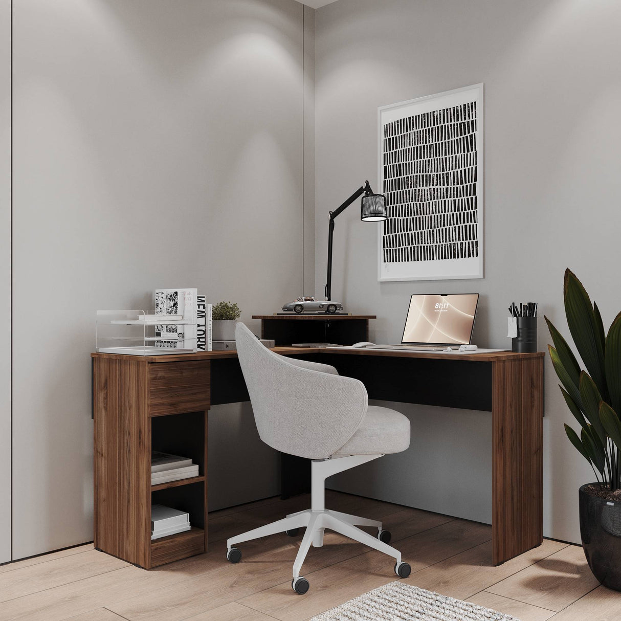 Escritorio Tiny Gales y Wengue 121x86cm con Un Cajón - ESCRITORIOS | Bylmo