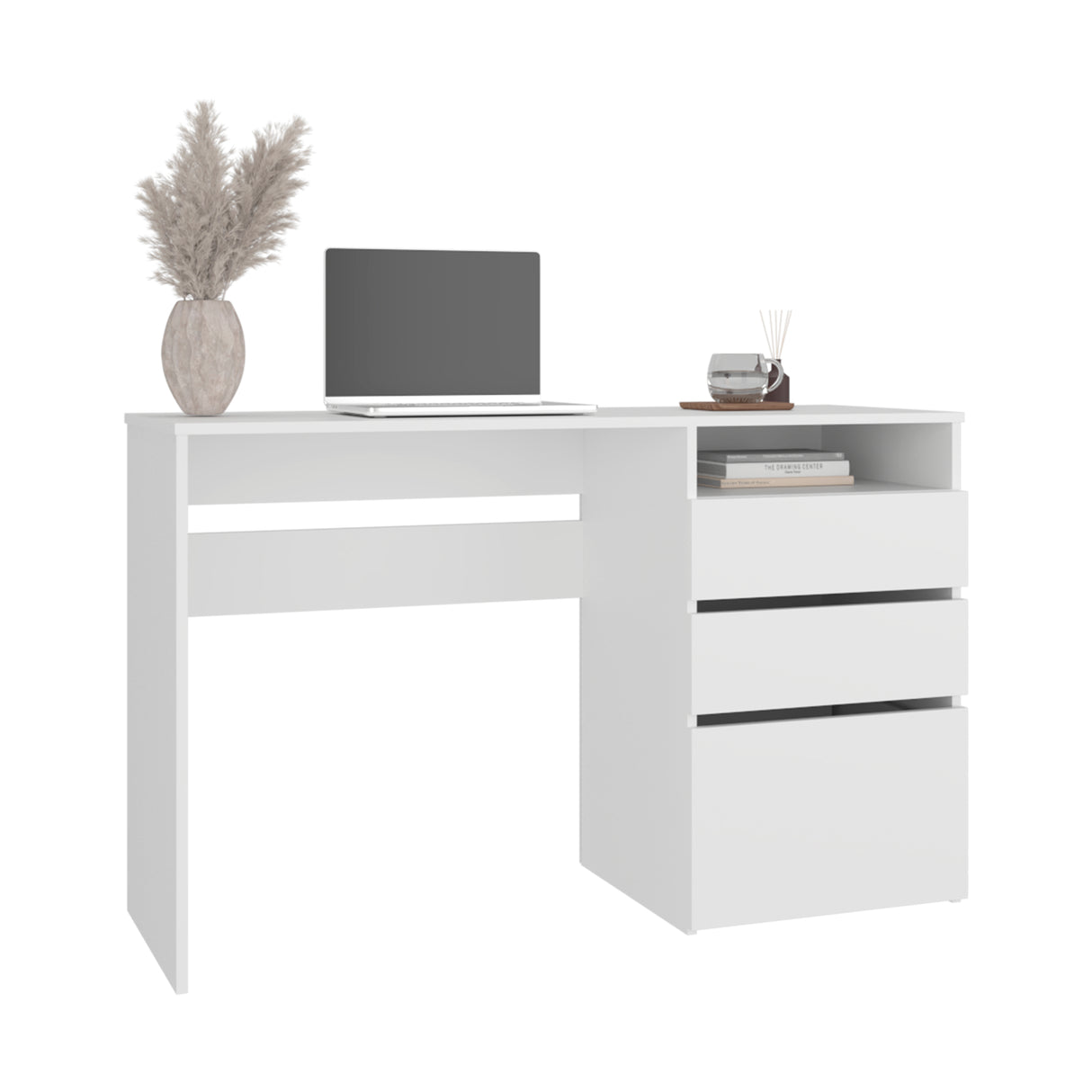 Escritorio Dublin Blanco 120.5x75.1cm con Tres Cajones - ESCRITORIOS | Bylmo