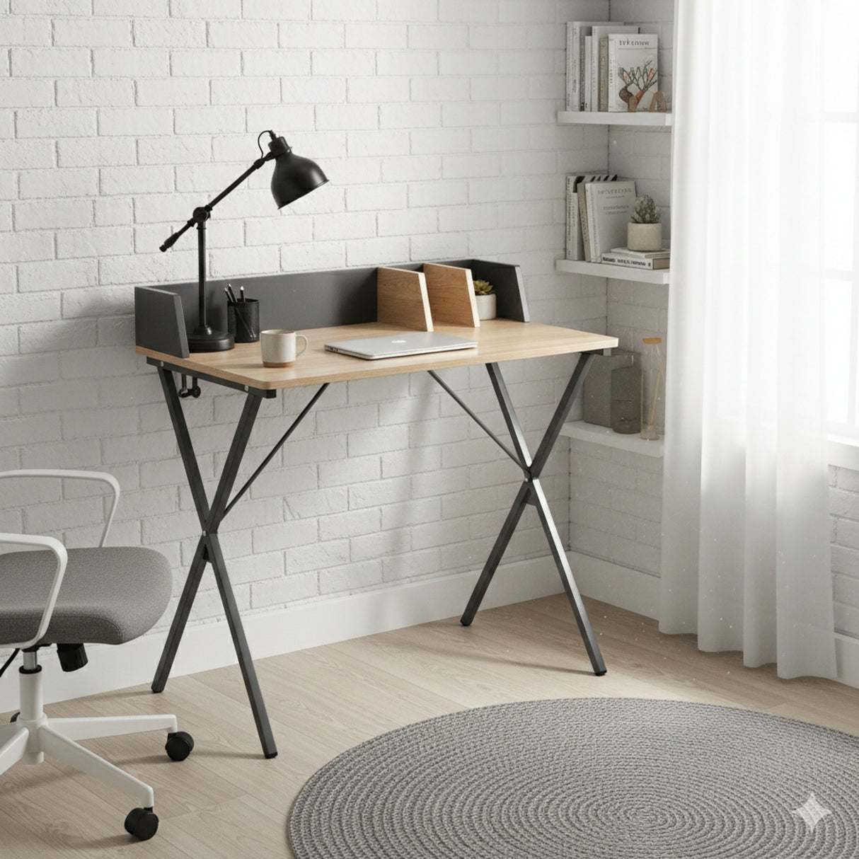 Escritorio Sprint Marrón 80x84cm con Pasa Cables - ESCRITORIOS | Bylmo