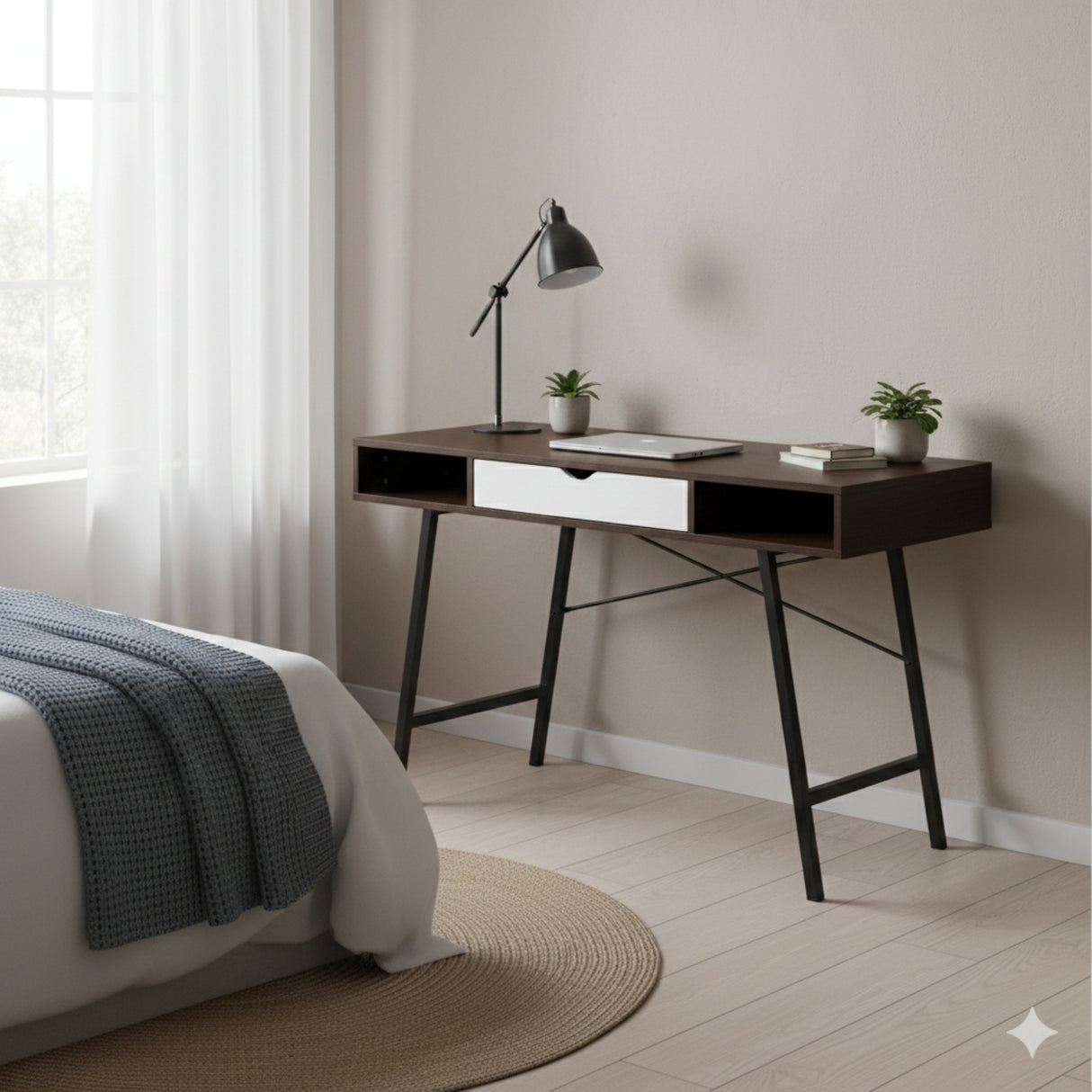 Escritorio Sirion Marrón 120x76cm con Un Cajón - ESCRITORIOS | Bylmo