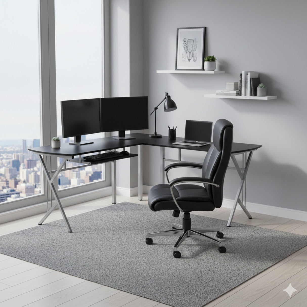 Escritorio en L Takai Negro 120x74cm sin Cajones - ESCRITORIOS | Bylmo