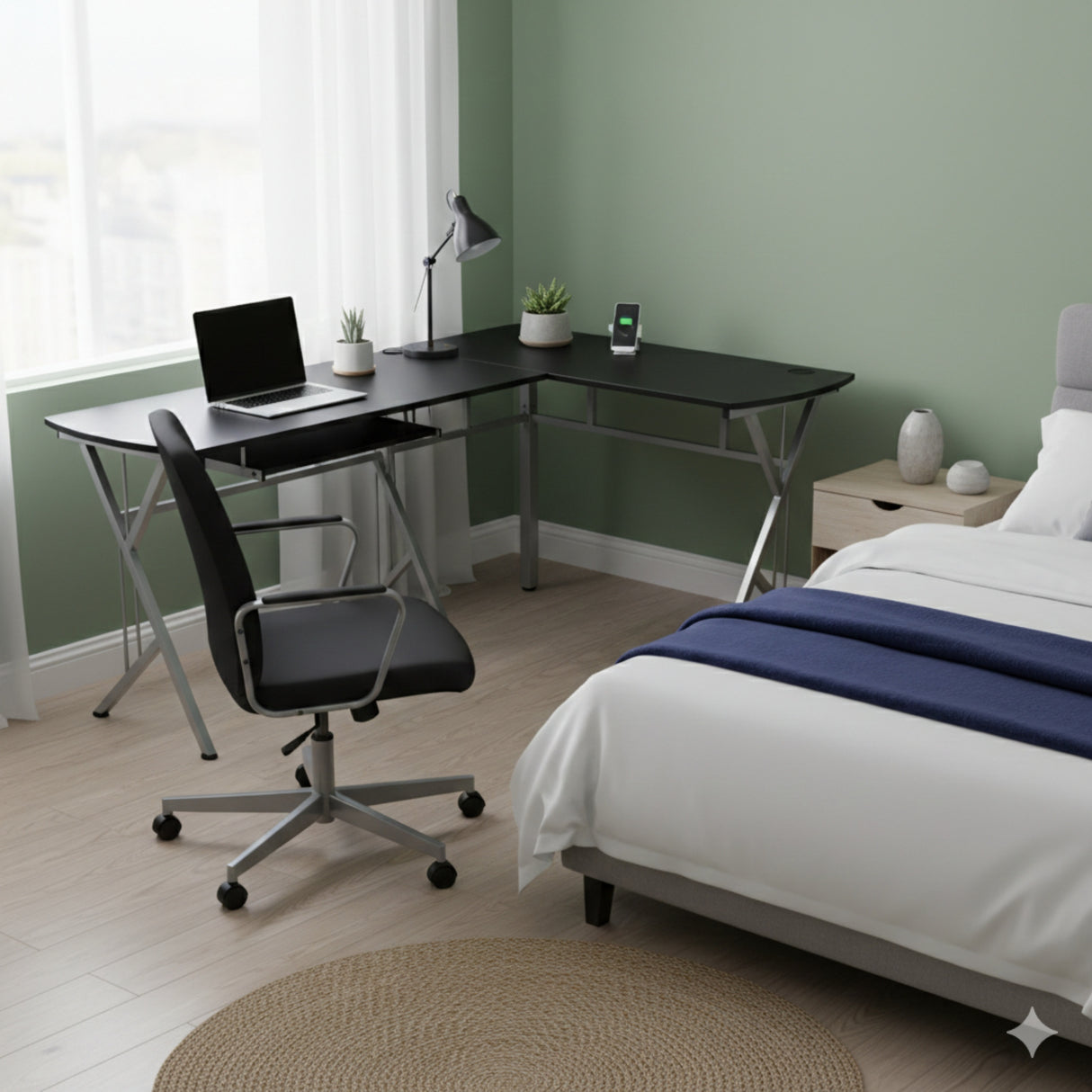 Escritorio en L Takai Negro 120x74cm sin Cajones - ESCRITORIOS | Bylmo