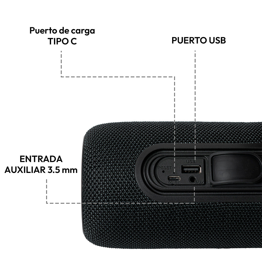 Parlante Portátil Challenger Negro y Azul 9.2x9.2cm Portatil con Conexión Bluetooth - PARLANTES | Bylmo