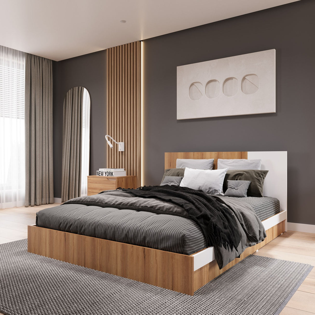 Base Cama Florencia Duna y Blanco 146x81cm para Cama Doble 140 X 200 Cm con Cabecero - CAMAS | Bylmo